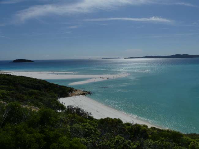 View of the northern extensions of Whitehaven Beach from the Hill Inlet Lookout