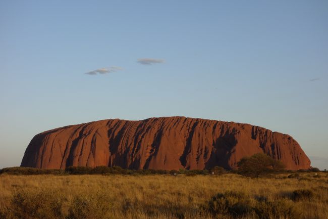 Notice how the Uluru changes colors in the sunset