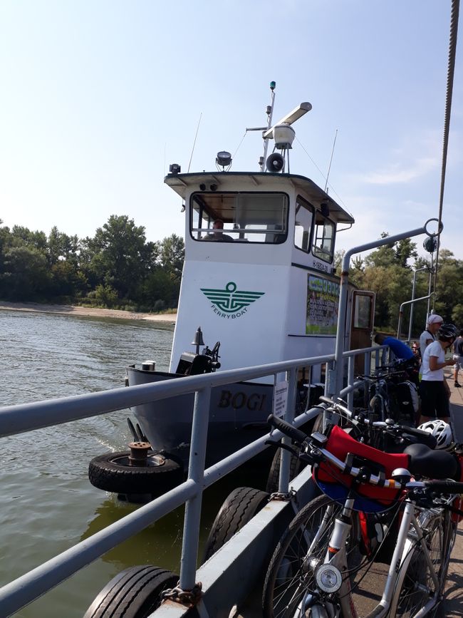 We cross the Danube on the ferry