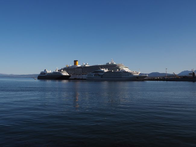 One of the many cruise ships