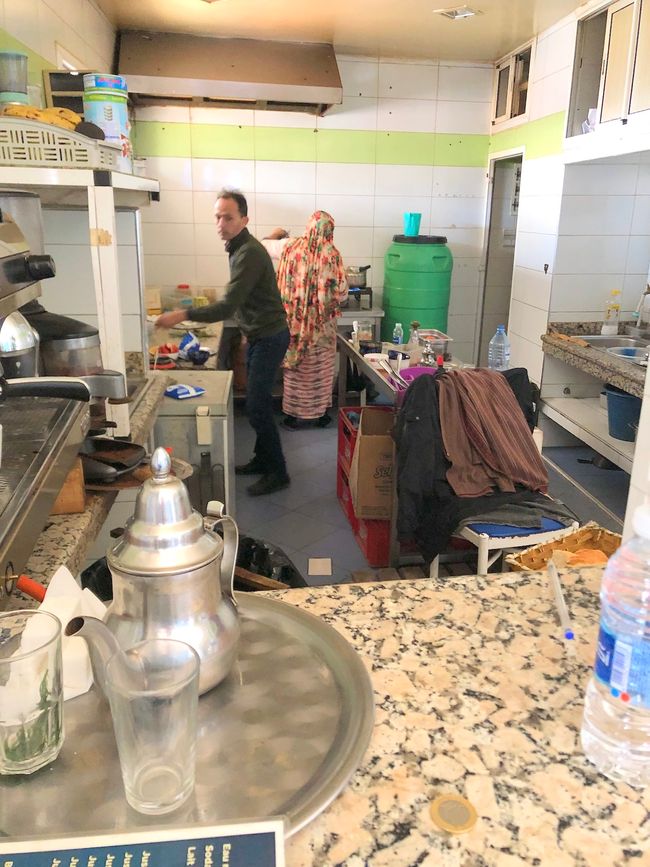 A glimpse into the kitchen of this cafe, ...