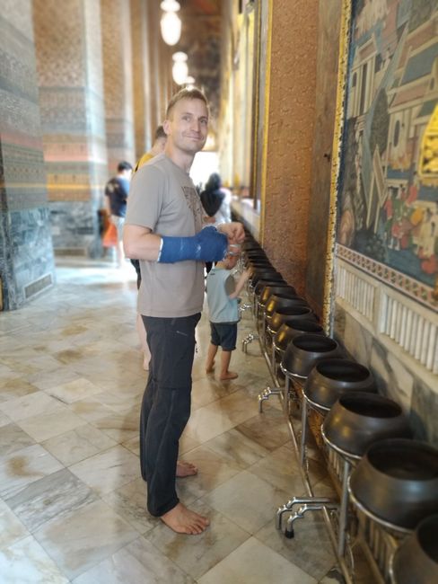 and in the temple, you have to take off your shoes (Wat Pho)