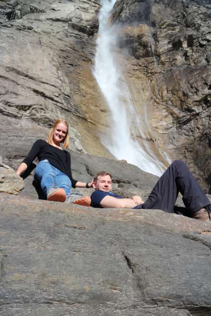 Calum and I in front of the waterfall