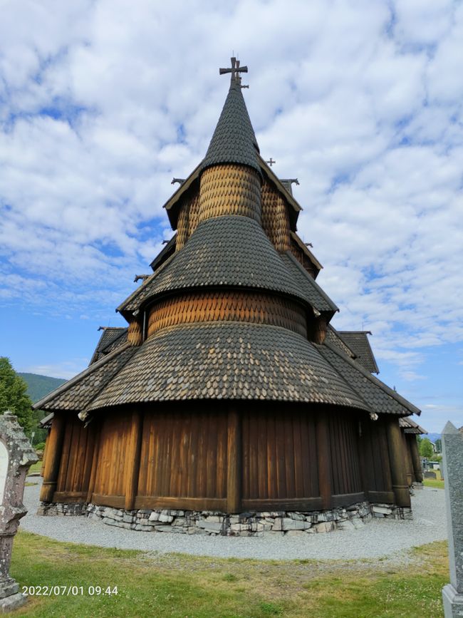 The Cross with the Stave Church!