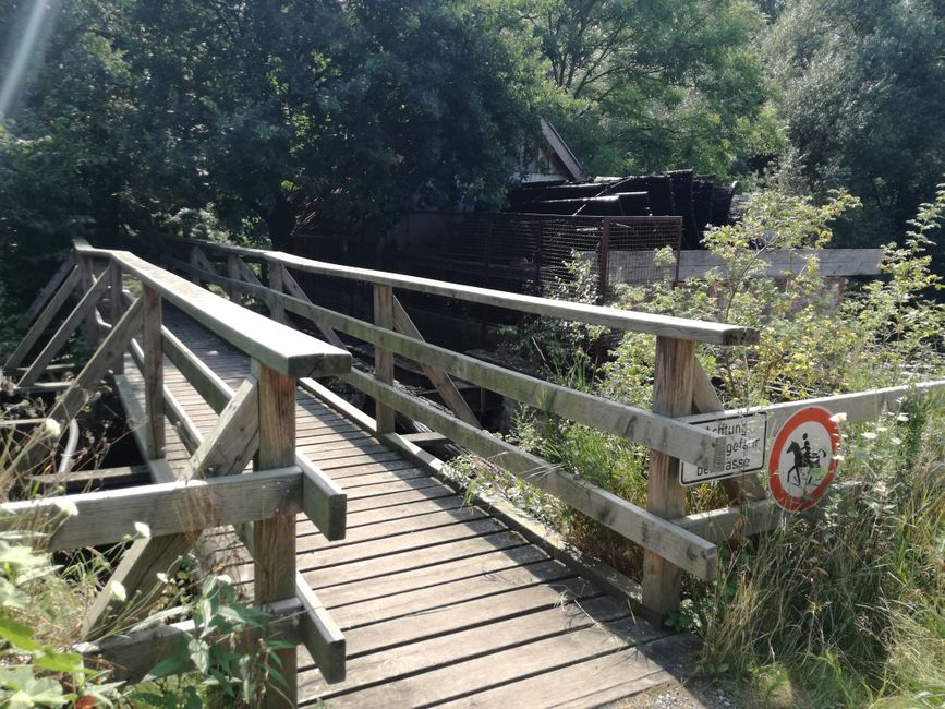 Über diese Holzbrücke ging es ...