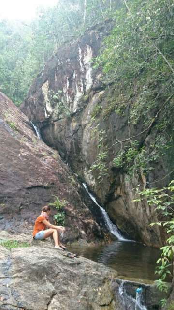 at the waterfall
