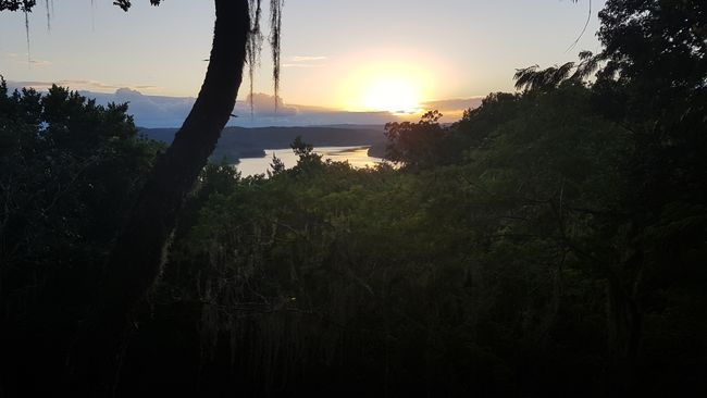Sunset behind Laguna Yaxha