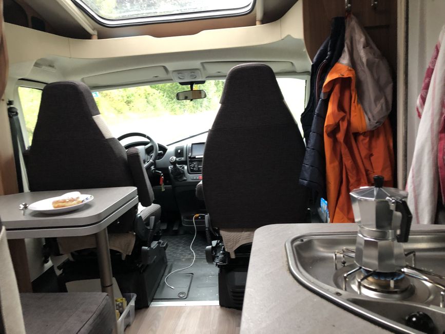 But that's the cool thing about motorhome life. A coffee is possible at any time and you don't even have to walk in the rain for it!