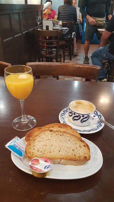 This is what breakfast looks like in Spain. You could starve... 😉