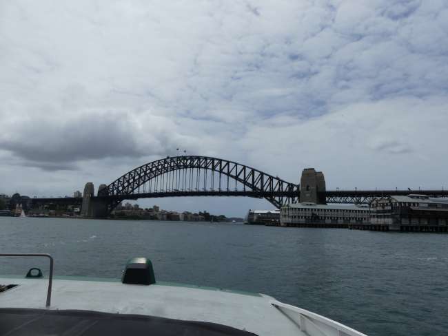 The Harbour Bridge comes into view during the ferry ride