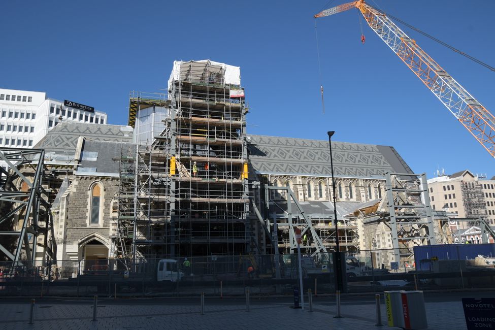 Christchurch - Alte Kathedrale im Wiederaufbau (und ohne Turm :-( )