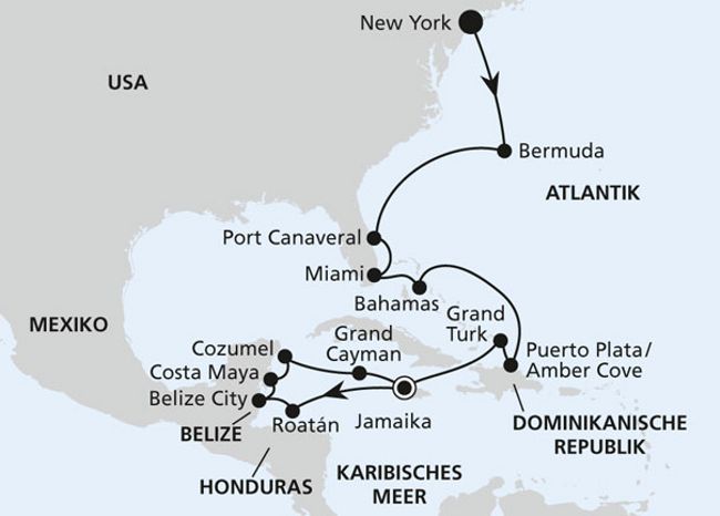 Transit to the Caribbean in early November 2018
