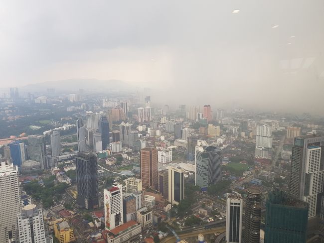 View from the KL Tower of the city - beautiful rain front approaching