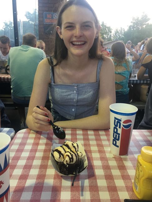 Birthday Brownie with vanilla ice-cream