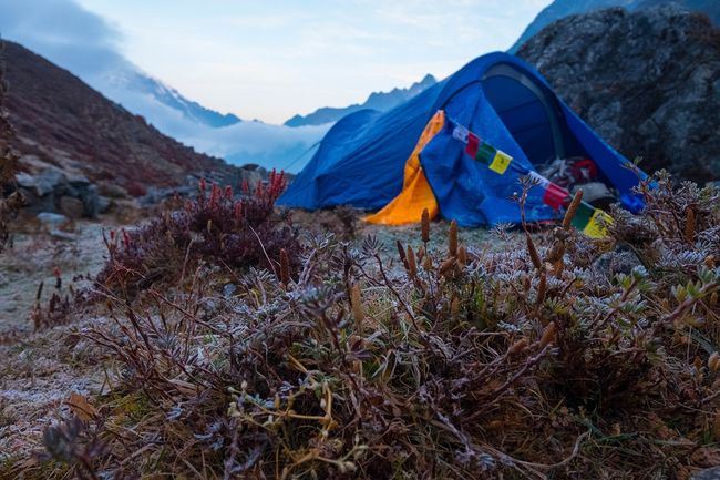 Hannes‘ und Matthias‘ High-Camp im Ganesh Himal auf 4.200 m.