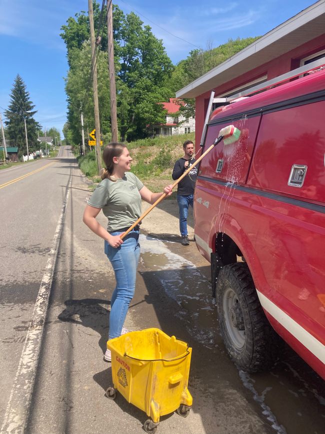 Washing a Fire Department Truck