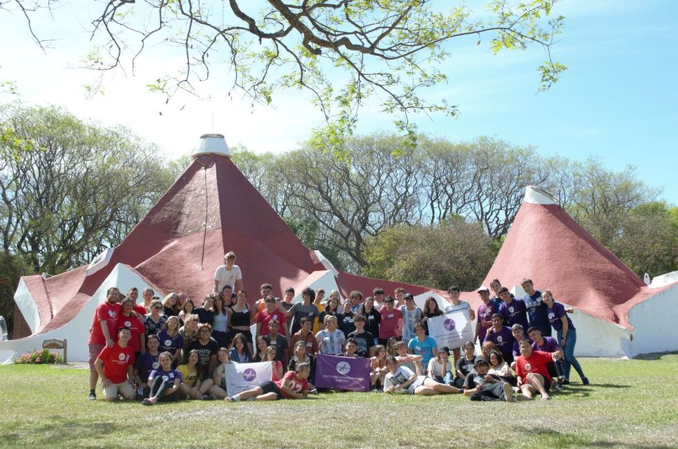 A group photo from a camp organized by my exchange organization. Exchange students in Argentina and Argentine students of my age met to compete in various cultural diversity challenges over a weekend.