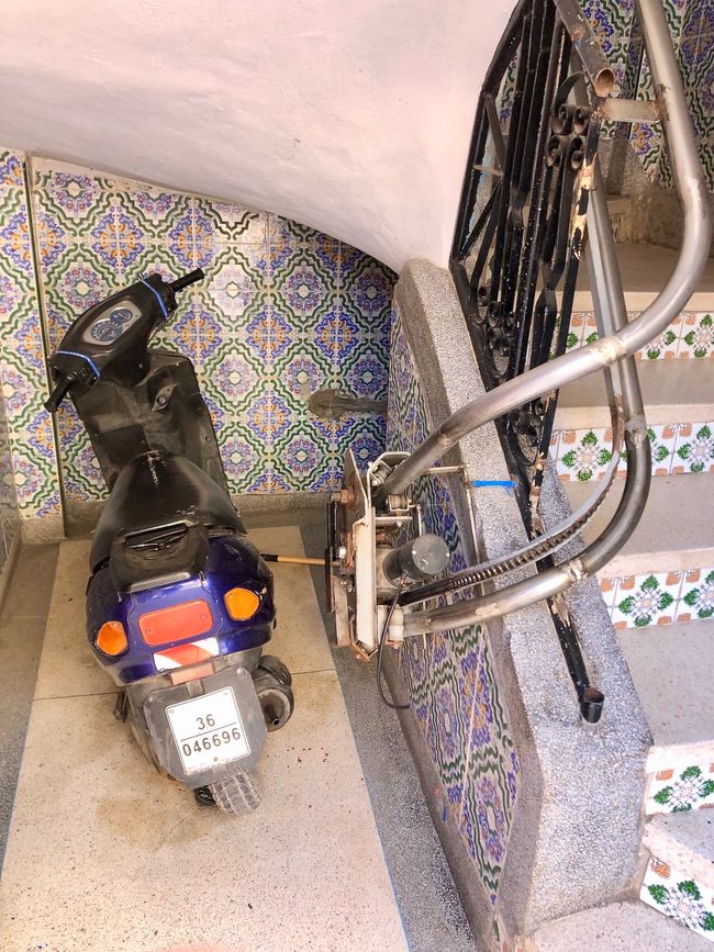Progressive Morocco: A stair lift in a multi-story residential building.