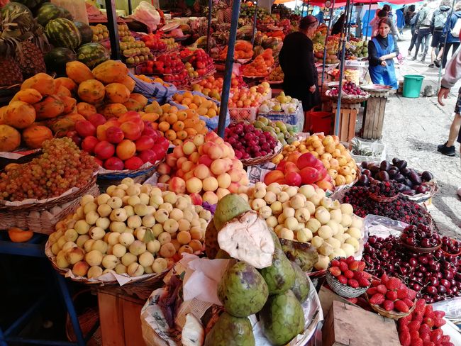 Selection of fruits at the market