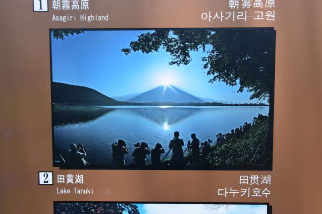 "Diamand Fuji": Die Sonne ist genau über dem Fuji. Basiert nur am 20. April und 20. August
