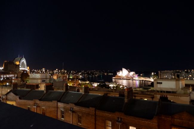 Night walk, Harbour Bridge on the left and Opera House on the right
