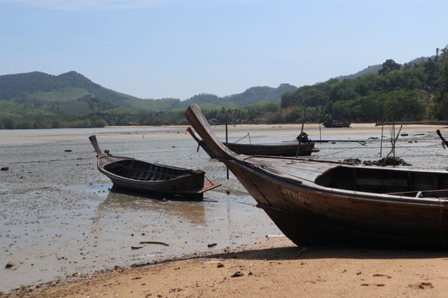 Boats during low tide.