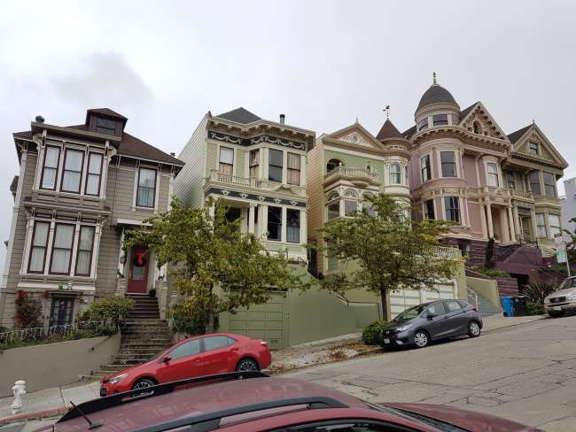 May I introduce: The Painted Ladies! The Victorian style group of houses is very pretty to look at... as are the other houses around Alamo Square