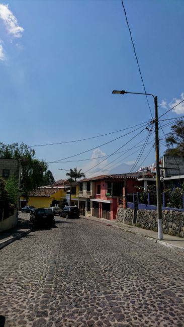 Antigua - Active volcano in the background