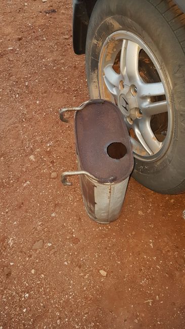 Here is the muffler that we then packed into the trunk. 