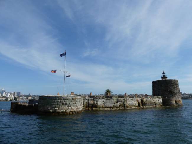 Fort Denison in the middle of the harbor