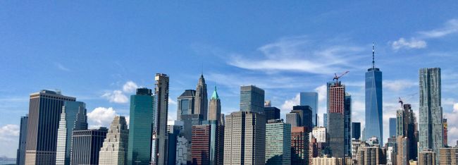 View from Brooklyn Bridge on skyline