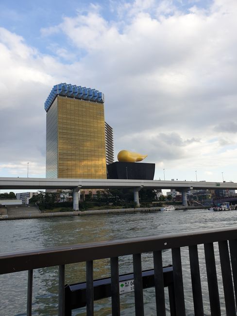 Asahi Beer Tower on the left and Beer Hall on the right