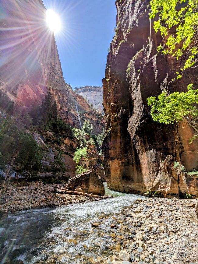 What an adventure! - Along and in the "raging" Virgin River in Zion National Park