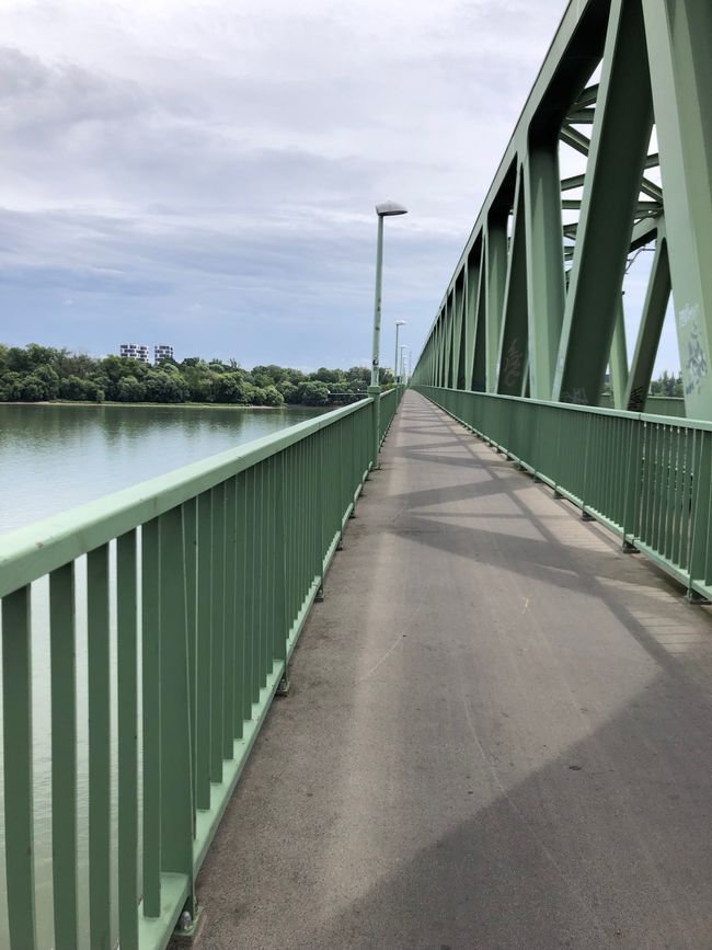 Railway and bicycle bridge over the Danube