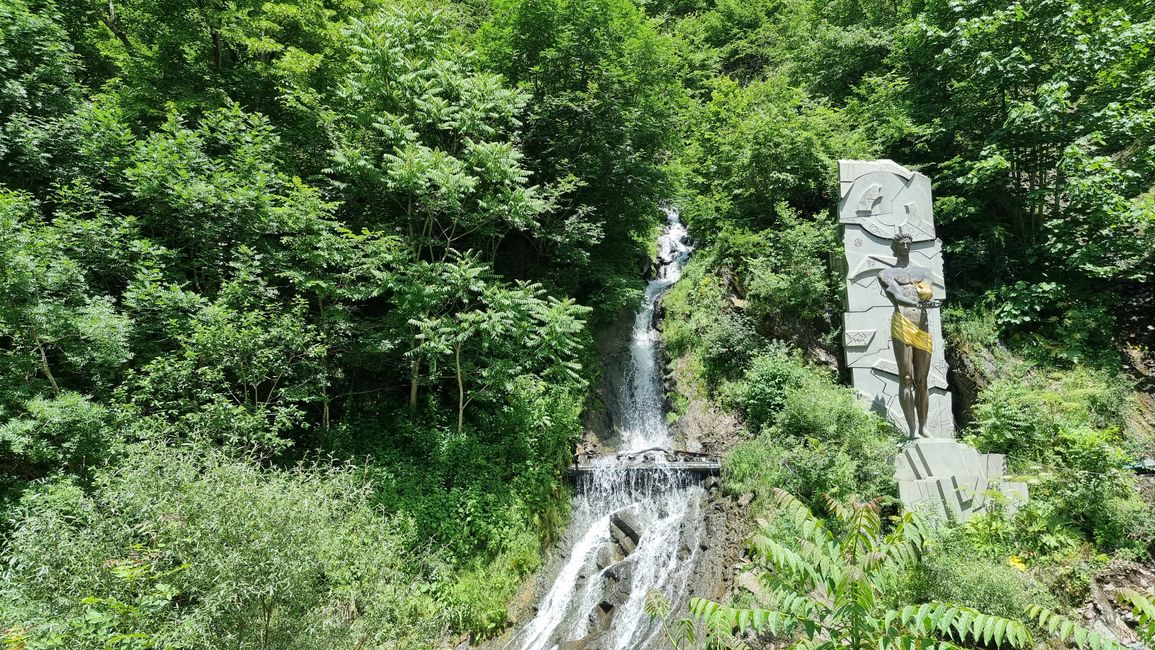 Waterfall and Prometheus monument