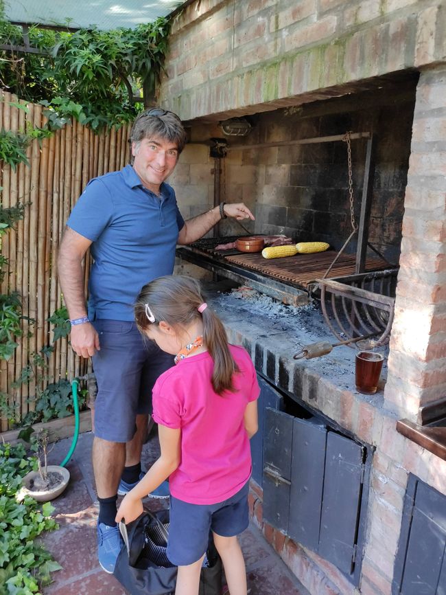 First own Asado in our garden with Oliver