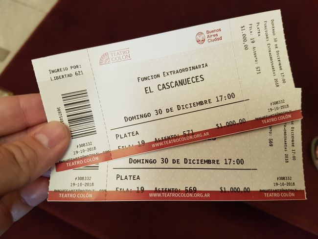 Tickets for the ballet 'The Nutcracker' at Teatro Colón