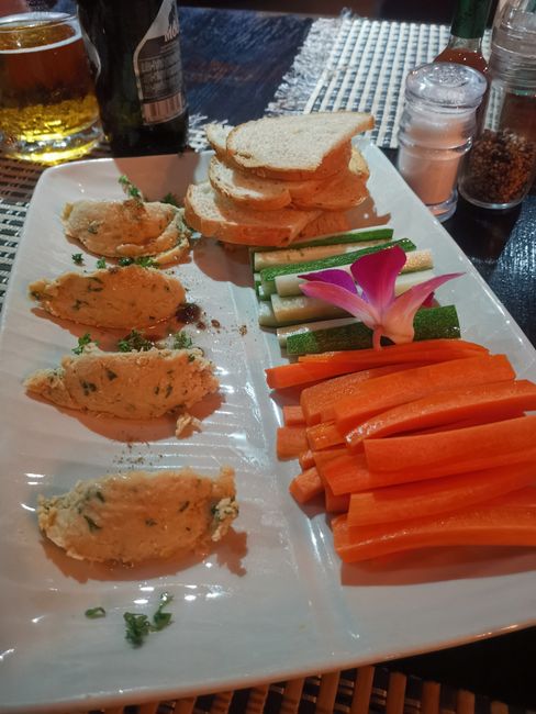 Appetizer platter with hummus for both of us to share.