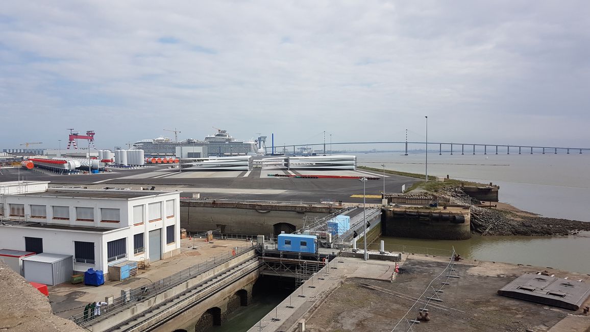 The shipyard of St. Nazaire, where wind turbines are also manufactured