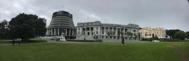 Parliament Buildings - beautifully restored or a new building at the right - the Beehive