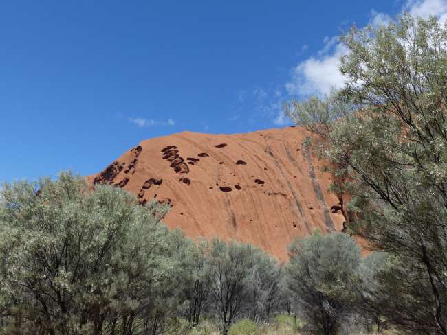 A view of Uluru with its holes