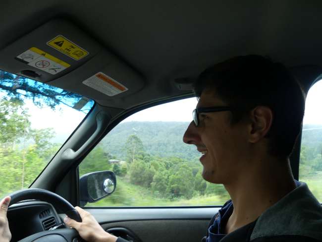Andi driving through the hills