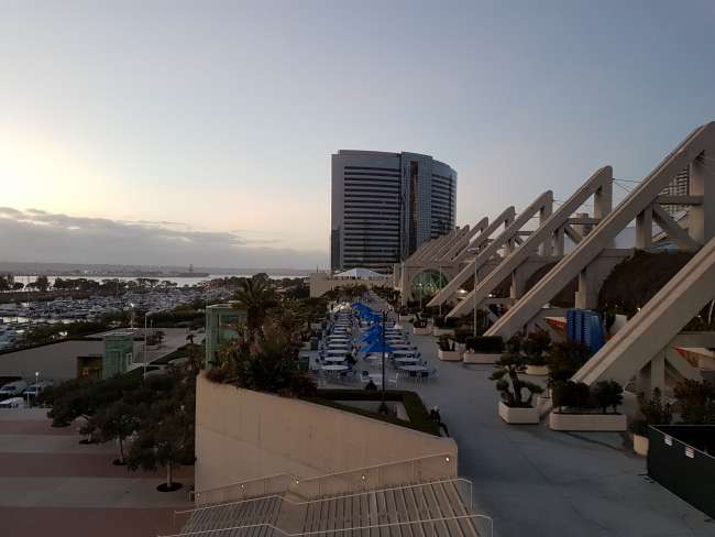 Downtown San Diego with Gaslamp Quarter, Convention Center, and Coronado Bridge