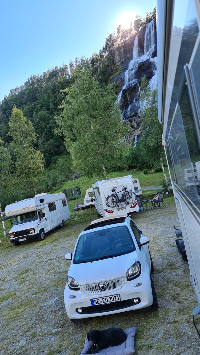 Campingplatz beim Voss Wasserfall