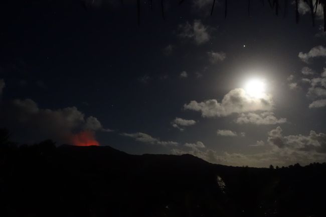 Yasur volcano at night, the view from our bungalow