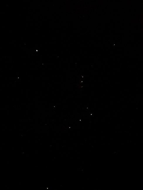 The Belt of Orion - so bright that it can even be seen with the phone camera