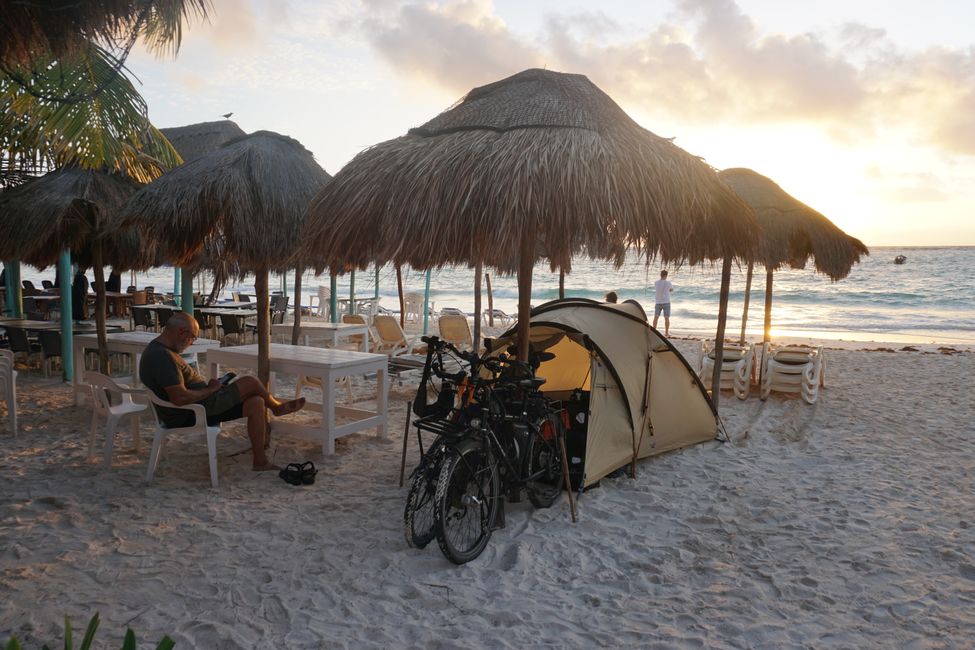 Camping on the Caribbean beach
