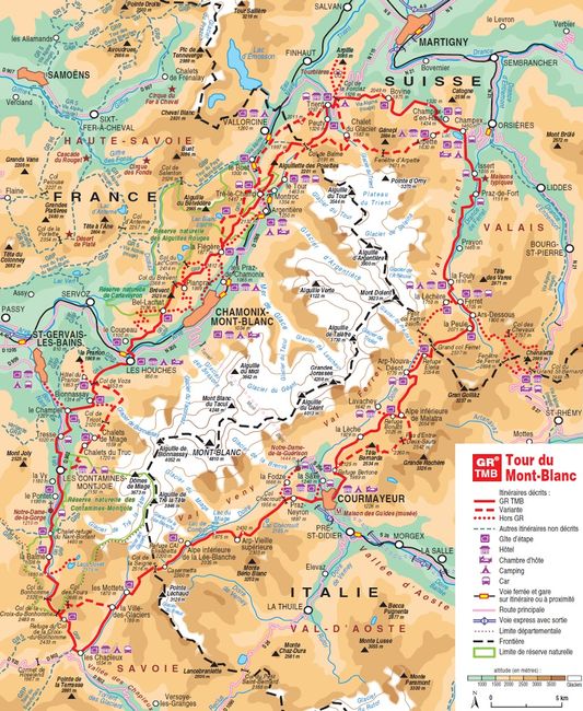 Travel and hiking route