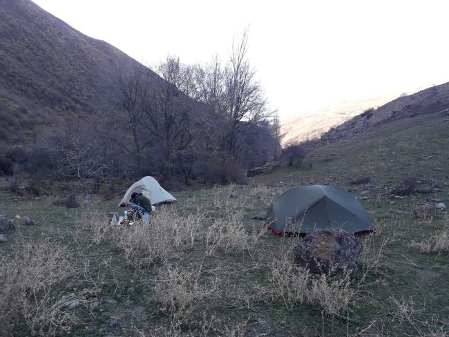 Campsite at the pass to the south