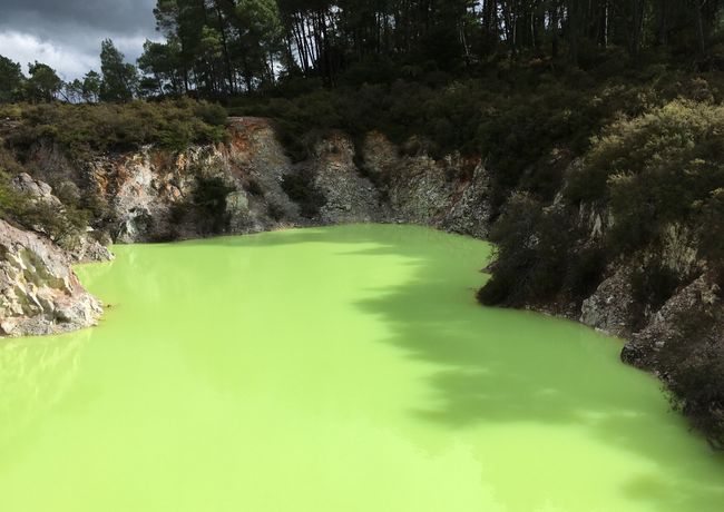 The lake looks particularly poisonous